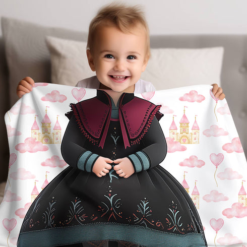 Personalized Fleece Baby Blanket – Princess Anna Style | Custom Name & Birthday Fairytale Background